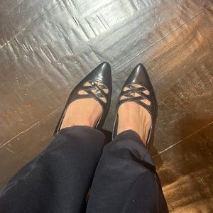 Via Spiga Patent Kitten Heels Black